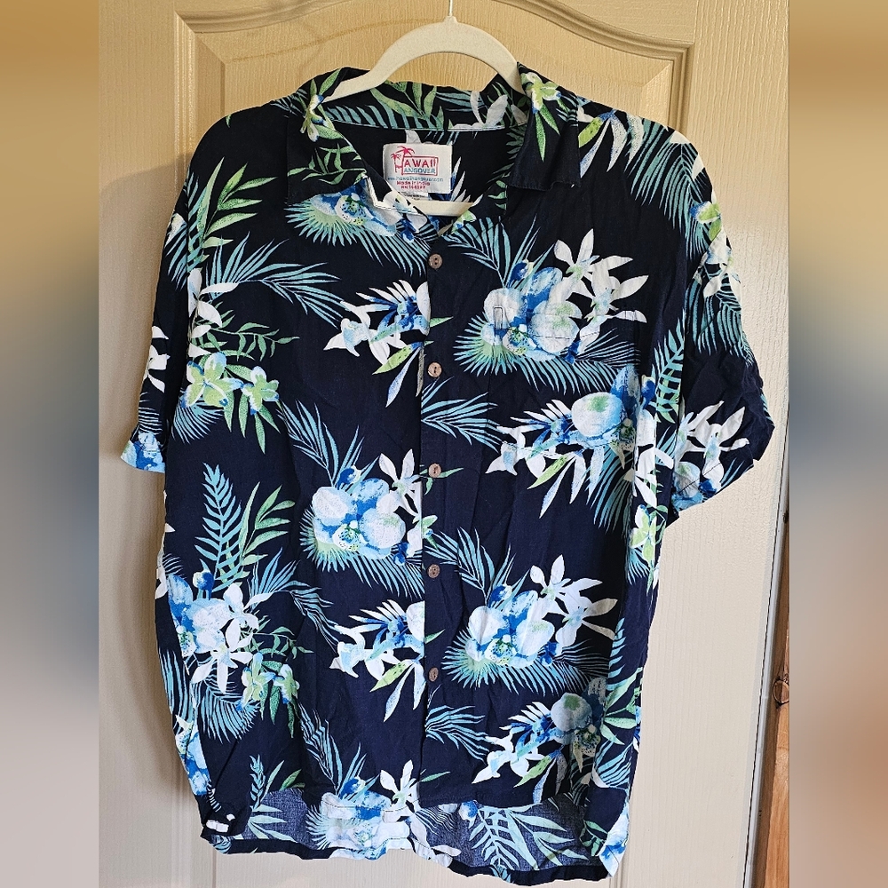 Hawaii Hangover Floral Tropical Hawaiian Button Up Shirt Medium